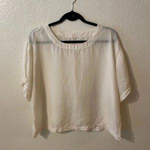 Boxy Silk Ivory Tee Shirt - Size Large